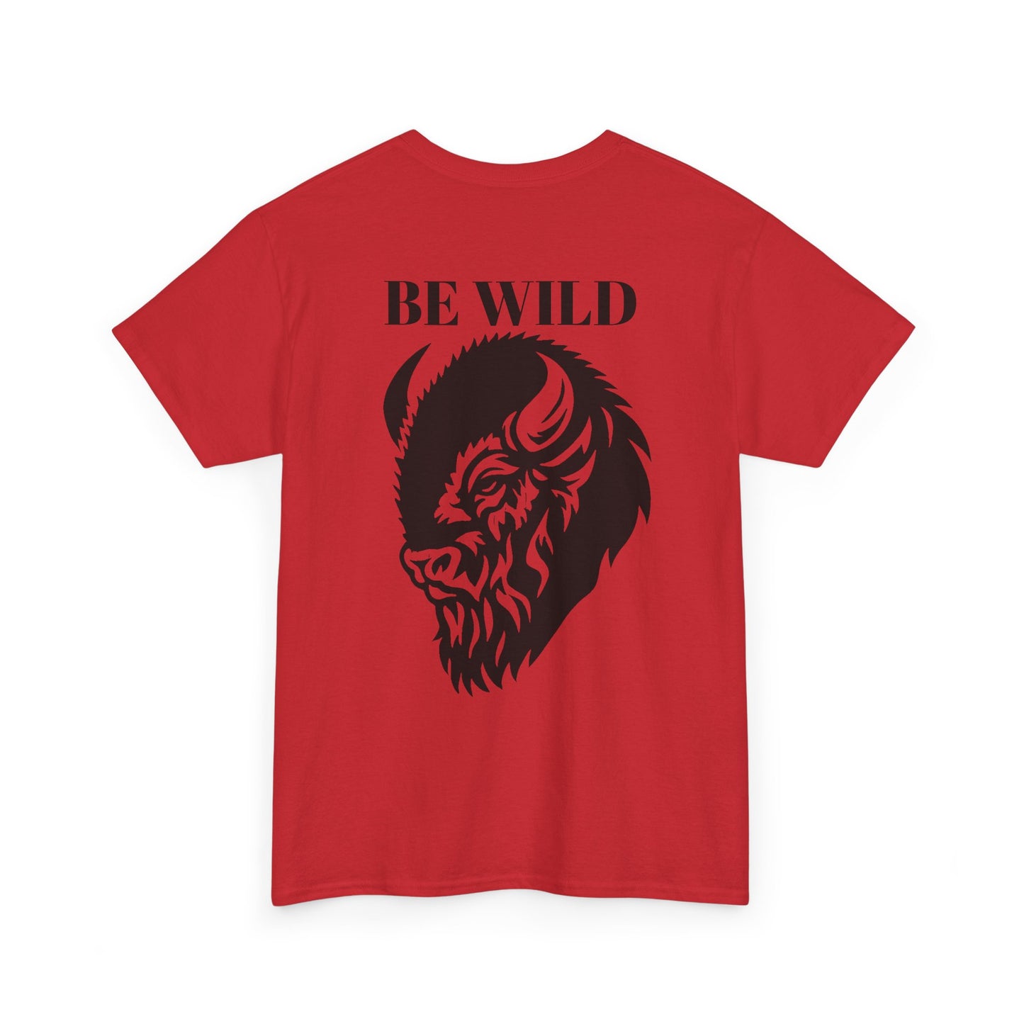 Be Wild Buffalo T‑Shirt — Minimal Chest Logo & Bold Back Graphic